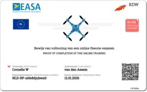 RDW EU Vliegbrevet A1-A3
